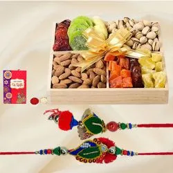 Eye Catching Lumba  N  Rakhi Set with Assorted Dry Fruits