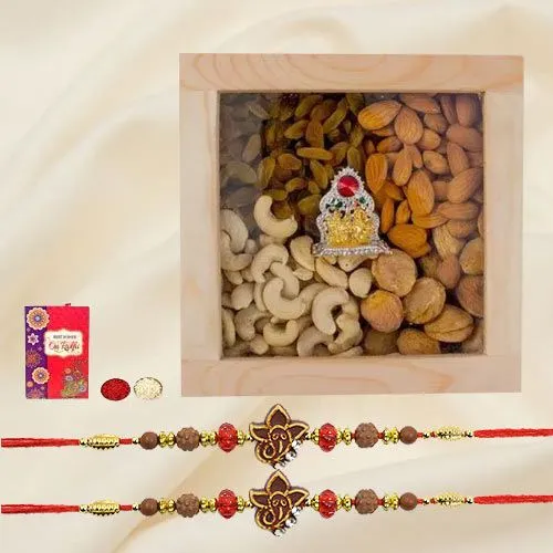Pious Rakhi Set with Exotic Dry Fruits n Ganesh Laxmi Mandap