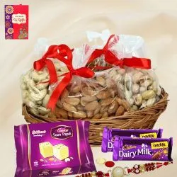 Astonishing Pearl Rakhi with Dry Fruits Chocolates n Sweets