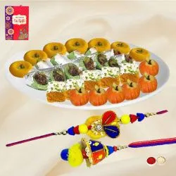 Delightful Lumba Rakhi Set N Assorted Sweets from Bhikaram