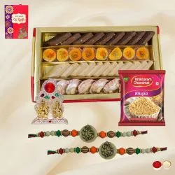 Elegant Ganesh Rakhi N Laxmi Ganesh Mandap Mixed Sweets N Bhujia