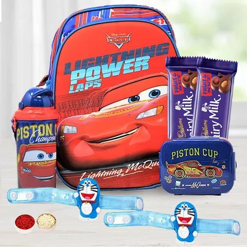 Stylish Doremon Rakhi Dairy Milk Chocolate N Kids Backpack Set