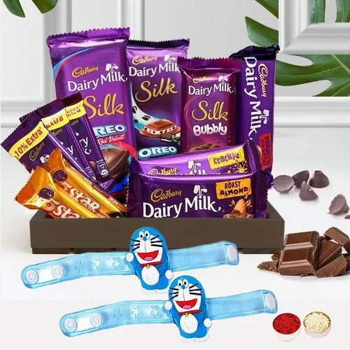 Smarty Doremon Rakhi with Cadbury Chocolate Delight Hamper