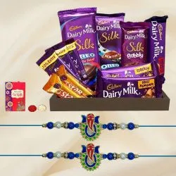 Exclusive Ganesh Metal Rakhi with Cadbury Luxurious Hamper