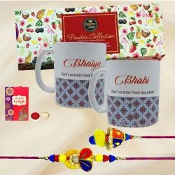 Fabulous Fruitea Hamper Personalized Couple Mug N Bhaiya Bhabhi Rakhi