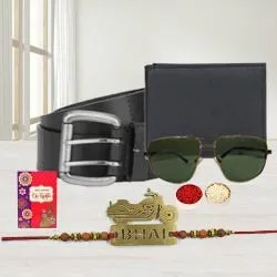 Trendy Biker Bhai Rakhi with Mens Wallet Belt n Sunglasses