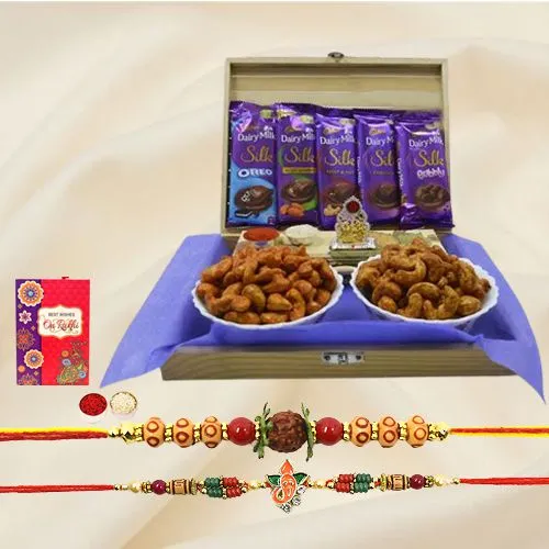 Classy Rakhi Set with Mandap Flavor Cashews n Cadbbury Chocolates