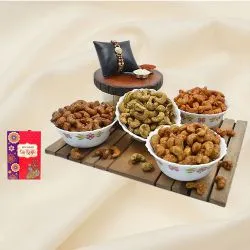 Gorgeous Pearl Rakhi with Flavored Cashews Assortments