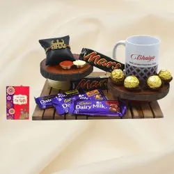 Cool Strong Bhai Rakhi with Bhaiya Coffee Mug N Assorted Chocolates