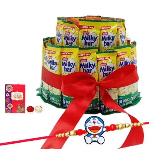 Doraemon Rakhi with Double Decker Milky Bars