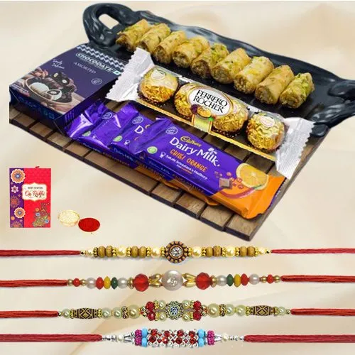 Choco Surrender 4 Designer Rakhi with Roll Baklawa Blast