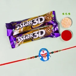 Fancy Doraemon Rakhi N 5 Star Chocolate Combo