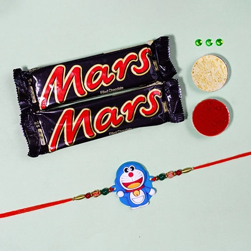 Exclusive Doraemon Rakhi N Mars Chocolate Set
