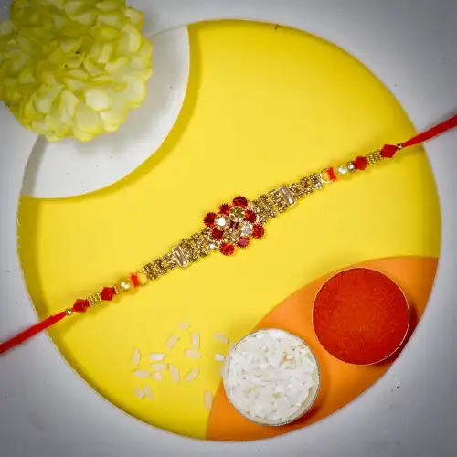 Stunning AD Stone Rakhi for Brother