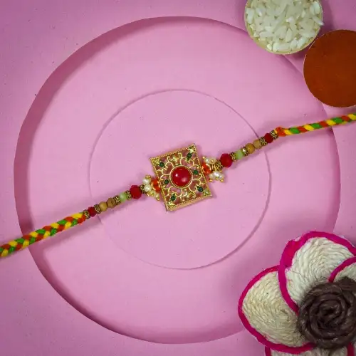 Remarkable Kundan Rakhi for Brother