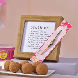 Lovely Rakhi Ladoo Hamper with Brother Frame