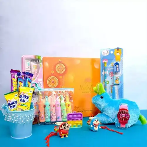 Exquisite Kids Rakhi n Assorted Kits Combo