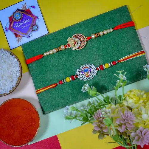 Holy Ganesh n Sreenath Ji Rakhi Combo