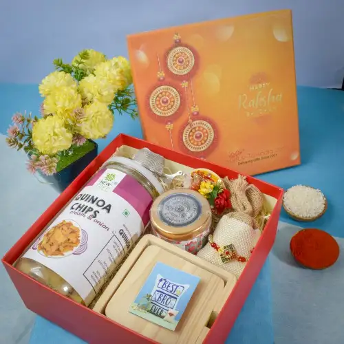 Gorgeous Rakhi n Assorted Munchies Hamper