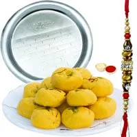 Lovely Gift of Heavenly Kesar Pedas from Haldirams and Enchanting Pooja Thali