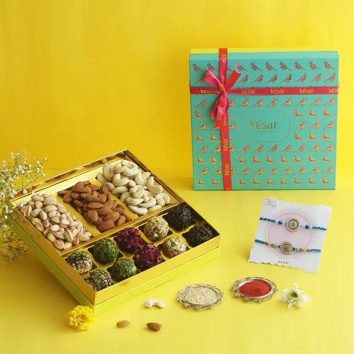 Charming Rakhi  N  Assorted Laddoos Box