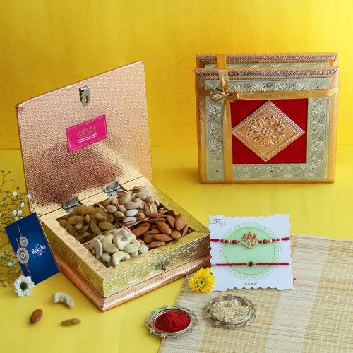 Elegant Rakhi  N  Nutty Gift Box