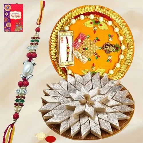 Exotic Multicolored Rakhi with Kaju Katli Bites