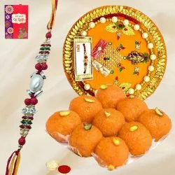 Unique Thali with Multicolored Rakhi