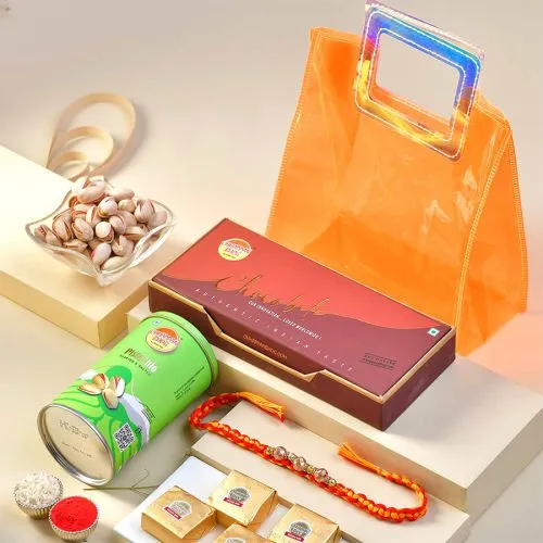 Elegant Rakhi with Nutty Goodies