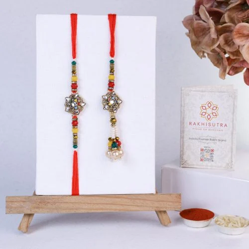 Regal Kundan Bhaiya Bhabi Rakhi Set