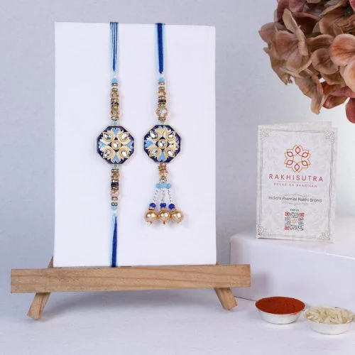 Trendy Bhaiya Bhabi Rakhi Set Duo