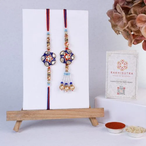 Chic Kundan Bhai Bhabi Rakhi Set