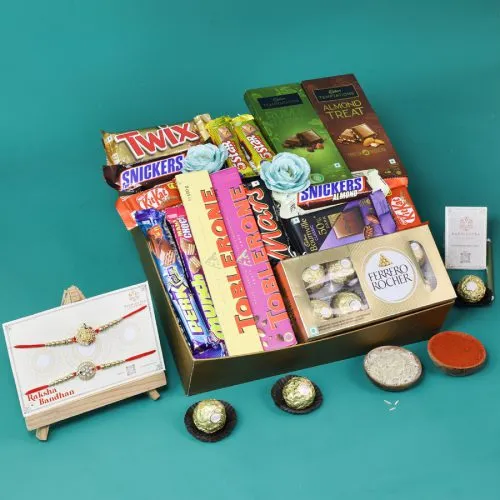 Luxe Rakhi n Chocolaty Treats Box