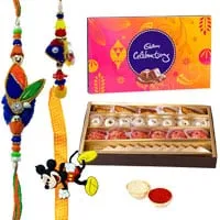 Lovely Gift of Well Prepared Haldirams Sweets and a Pack of Divine Cadbury Celebration