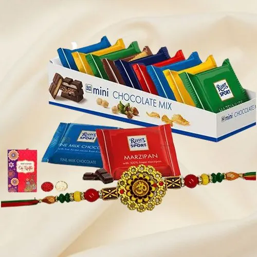 Yummy Ritter Sport Chocolate Mix with Om Rakhi