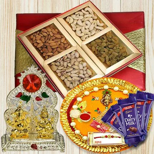 Rakhi Gift of Pooja Thali Dry Fruits N Assortments