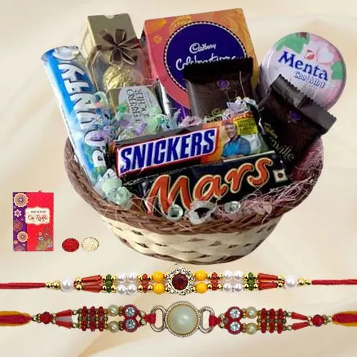 Special Chocolates Basket with Twin Fancy Rakhi