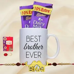 Best Brother Ever Coffee Mug with Twin Cadbury and Mere Bhai Rakhi