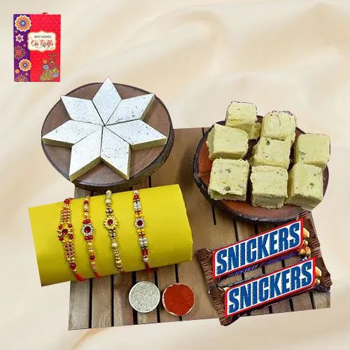 Fancy Stone Rakhi with Haldiram Sweets N Imported Chocolate