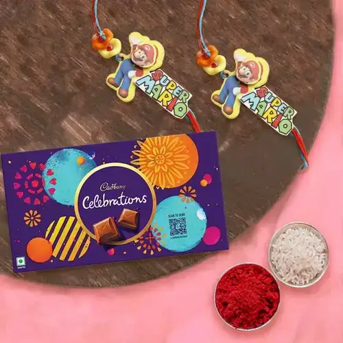 Popular Kids Rakhi Pair with Cadbury Celebration Gift Pack