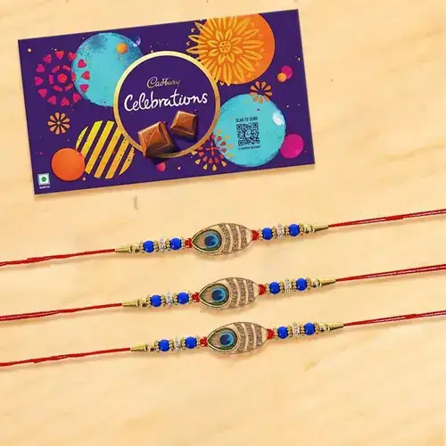 Soothing Rakhi Set of 4 pcs with Cadbury Celebration Gift Pack