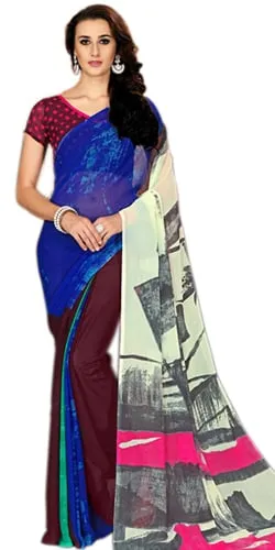 Charismatic Printed Marbel Chiffon Fashion Saree for Ladies