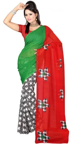 Trendsetting Faux Gorgette Printed Saree