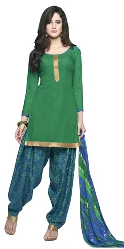 Astonishing Deep Green Coloured Pure Cotton Patiala Suit