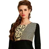 Enthralling Printed Cotton Suit in Black Colour