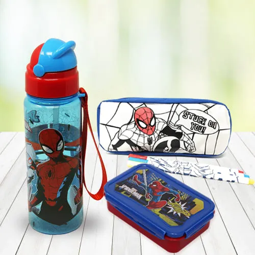 Striking Spiderman Stationery n Canteen Set