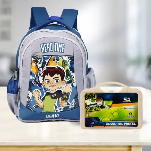 Lovely Ben 10 School Bag n Colouring Set