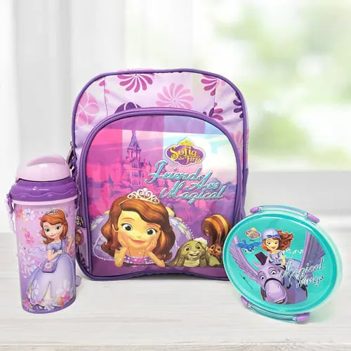 Marvelous Princes Sofia Backpack with Lunch Box and Sipper Bottle