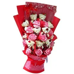 Marvelous Bouquet of Teddy N Roses