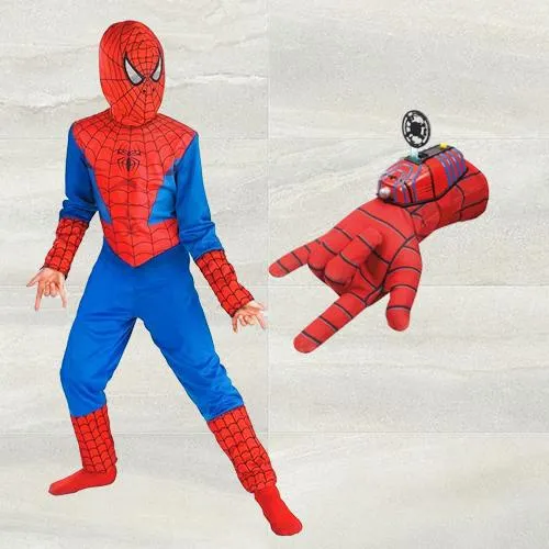Amazing Spiderman Costume with Gloves N Disc Launcher